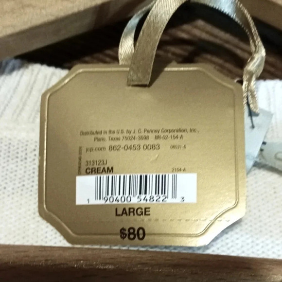 NEW cashmere cotton blend embellish button cream sweater cardigan large - Picture 3 of 12